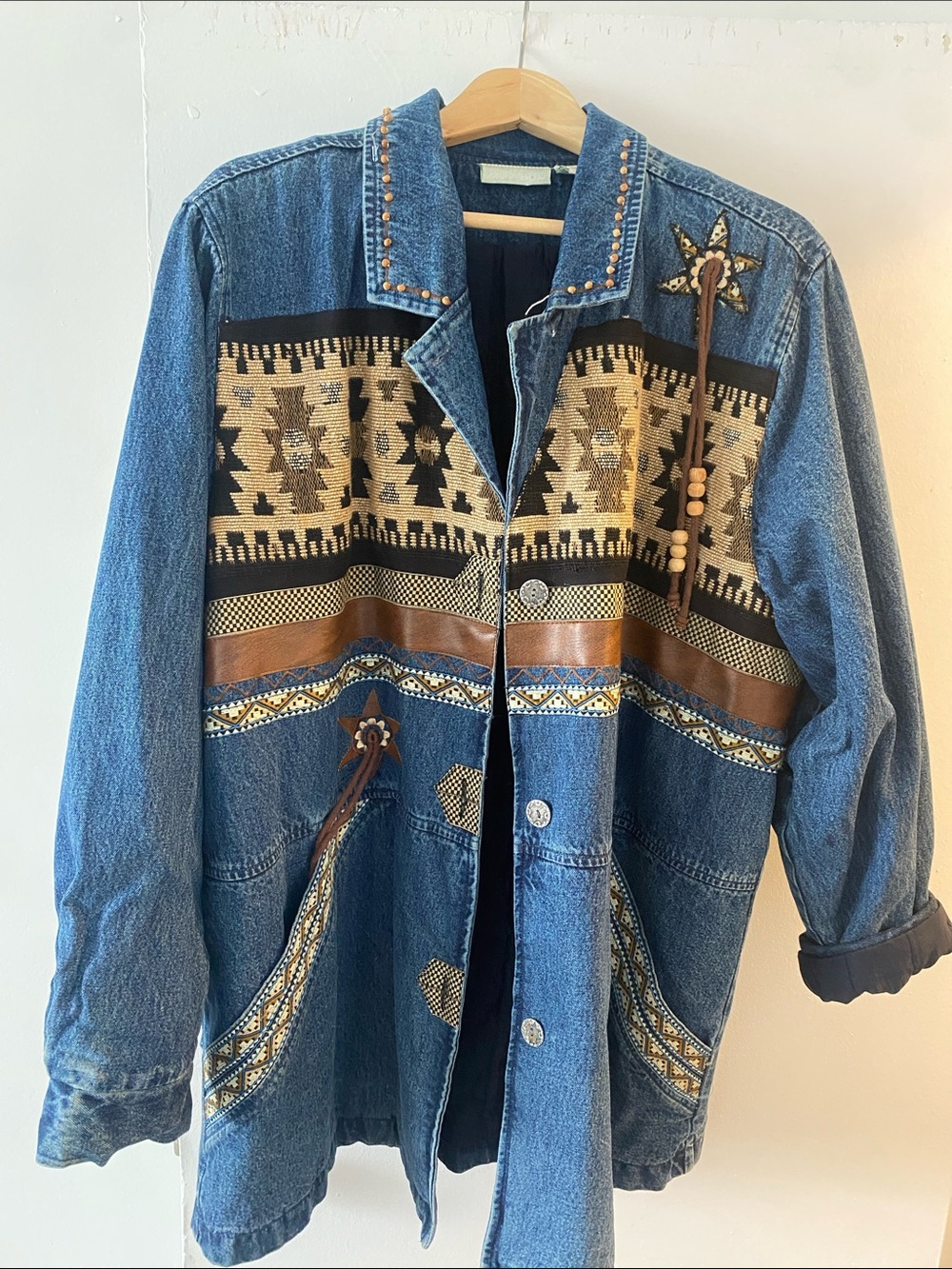Vintage Denim Jacket in Blue with Navy Lining
